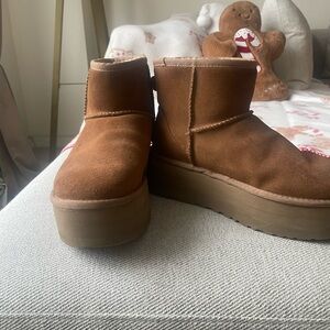 UGG Brown Suede Platform Ankle Boots